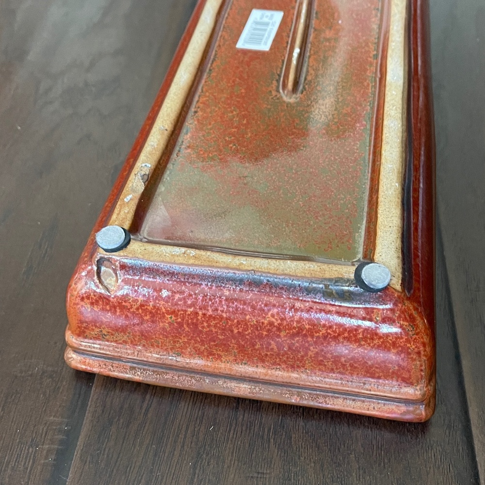 Large Burnt Orange Glazed Rectangle Bonsai Succulent Pot 15"L x 6"W x 2.75"H New - Picture 7 of 11